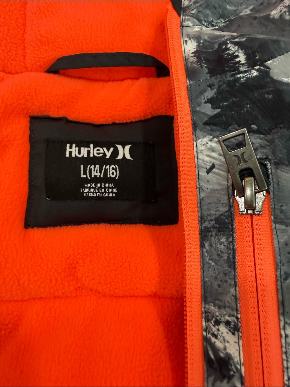 Hurley Black & Gray Snow Jacket with Orange Trim - Picture 5 of 14